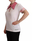 Dolce & Gabbana White Sartoria T-shirt Button Wide Collar Top
