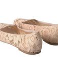 Dolce & Gabbana Beige Floral Lace Loafers Flats Shoes