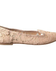 Dolce & Gabbana Beige Floral Lace Loafers Flats Shoes