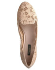 Dolce & Gabbana Beige Floral Lace Loafers Flats Shoes