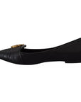 Dolce & Gabbana Black Devotion Leather Pointy Flats Shoes