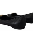Dolce & Gabbana Black Devotion Leather Pointy Flats Shoes