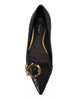 Dolce & Gabbana Black Devotion Leather Pointy Flats Shoes