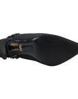 Dolce & Gabbana Black Embellished Charmeuse Slingback Heels Shoes