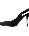Dolce & Gabbana Black Embellished Charmeuse Slingback Heels Shoes