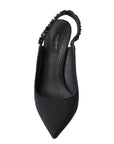 Dolce & Gabbana Black Embellished Charmeuse Slingback Heels Shoes