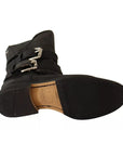 Dolce & Gabbana Black Leather Buckle Mid Calf Boots Shoes