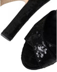 Dolce & Gabbana Black Sequin Ankle Strap Heels Sandals Shoes