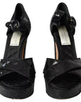 Dolce & Gabbana Black Sequin Ankle Strap Heels Sandals Shoes