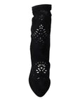 Dolce & Gabbana Black Stretch Pumps Boots Floral Lace Shoes