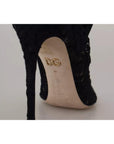 Dolce & Gabbana Black Stretch Socks Taormina Lace Boots Shoes