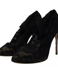 Dolce & Gabbana Black Stretch Socks Taormina Lace Boots Shoes