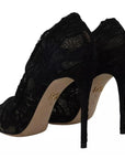 Dolce & Gabbana Black Stretch Socks Taormina Lace Boots Shoes