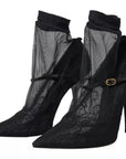 Dolce & Gabbana Black Tulle Stretch Boots Pumps Shoes