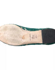 Dolce & Gabbana Green Taormina Lace Slip On Flats Shoes