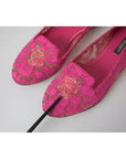 Dolce & Gabbana Pink Taormina Lace Slip On Flats Shoes