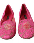 Dolce & Gabbana Pink Taormina Lace Slip On Flats Shoes
