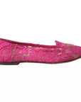 Dolce & Gabbana Pink Taormina Lace Slip On Flats Shoes