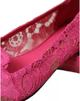Dolce & Gabbana Pink Taormina Lace Slip On Flats Shoes