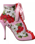 Dolce & Gabbana Multicolor Jersey Stretch Boots Open Toes Heels Shoes
