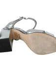 Dolce & Gabbana Silver Crystals T-strap Sandals Leather Shoes