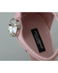 Dolce & Gabbana Pink Brocade Crystal Lily Ankle Strap Shoes