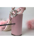 Dolce & Gabbana Pink Turkey Feather Embellished Sandals Shoes