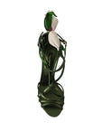 Dolce & Gabbana Acid Green Leather Strappy Flower Heels Sandals Shoes