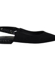 Dolce & Gabbana Black Flats Crystal Slingback Charmeuse Shoes
