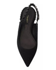 Dolce & Gabbana Black Flats Crystal Slingback Charmeuse Shoes