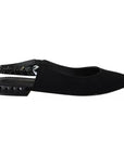 Dolce & Gabbana Black Flats Crystal Slingback Charmeuse Shoes