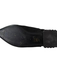 Dolce & Gabbana Black Flats Crystal Slingback Charmeuse Shoes