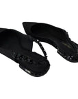 Dolce & Gabbana Black Flats Crystal Slingback Charmeuse Shoes