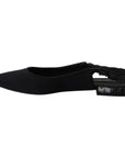 Dolce & Gabbana Black Flats Crystal Slingback Charmeuse Shoes
