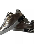 Dolce & Gabbana Bronze Leather Logo Sneaker Portofino Shoes