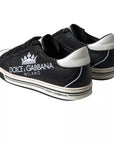 Dolce & Gabbana Black Leather Crown Milano Men Sneakers Shoes