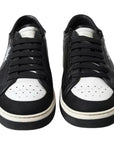 Dolce & Gabbana Black Leather Crown Milano Men Sneakers Shoes