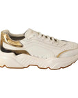 Dolce & Gabbana White Gold Leather Sport DAYMASTER Sneakers Shoes