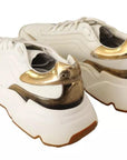 Dolce & Gabbana White Gold Leather Sport DAYMASTER Sneakers Shoes