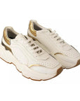Dolce & Gabbana White Gold Leather Sport DAYMASTER Sneakers Shoes