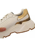 Dolce & Gabbana White Gold Leather Sport DAYMASTER Sneakers Shoes
