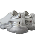 Dolce & Gabbana White Silver Leather Daymaster Sneakers Shoes
