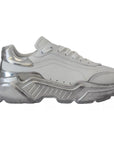 Dolce & Gabbana White Silver Leather Daymaster Sneakers Shoes