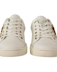 Dolce & Gabbana White Leather Gold Red Heart Sneakers Shoes