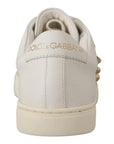 Dolce & Gabbana White Leather Gold Red Heart Sneakers Shoes