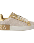 Dolce & Gabbana White Portofino Mother Of Pearl Sneakers Casual Shoes