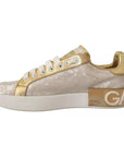Dolce & Gabbana White Portofino Mother Of Pearl Sneakers Casual Shoes