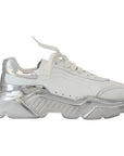 Dolce & Gabbana White Silver Leather Daymaster Women Sneakers Shoes
