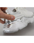 Dolce & Gabbana White Silver Leather Daymaster Women Sneakers Shoes