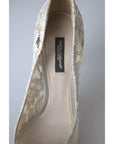 Dolce & Gabbana White Taormina Lace Crystal Heels Pumps Shoes